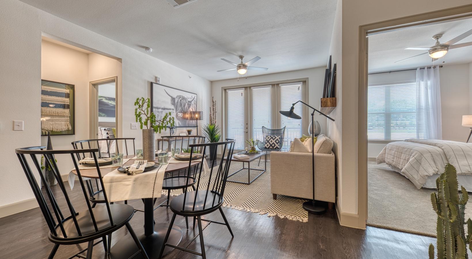 Generous living spaces to relax and unwind a dining room with a large table