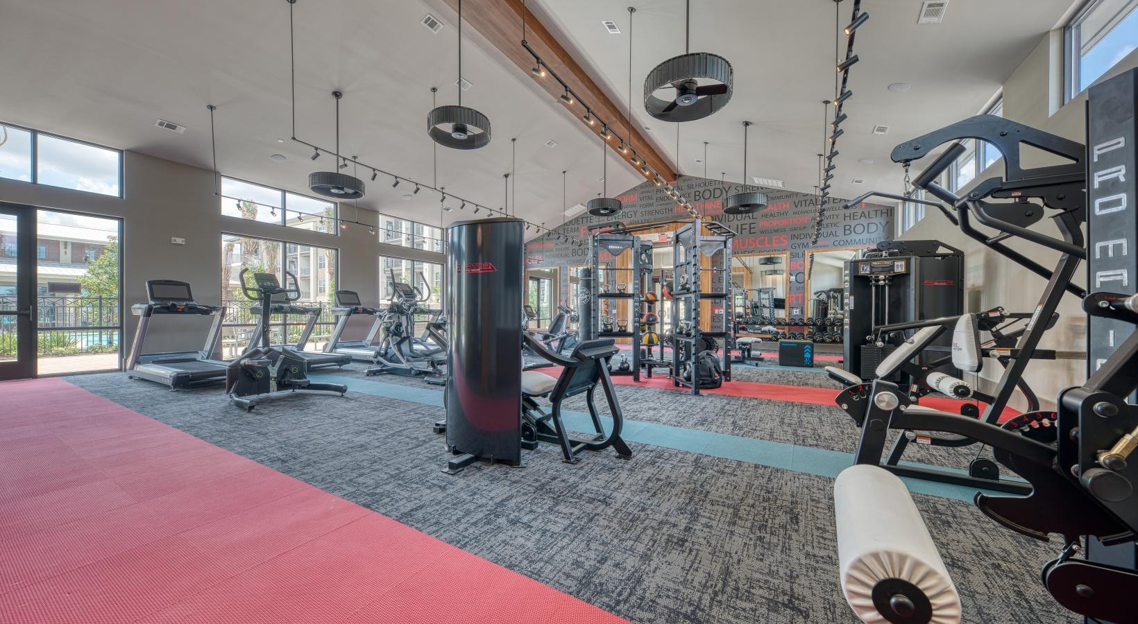 Get your workout on a gym with exercise equipment
