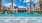 a pool in front of a building
